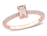 3/5 Carat (ctw) Emerald-Cut Morganite Ring  in 10K Rose Pink Gold with Diamonds